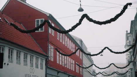 Aarhus-Ciudad-Navidad-Decoración-Invierno-Nublado-Invierno