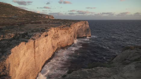 Uneasy-Mediterranean-Sea-Crashes-Waves-on-Coastline-Shore-in-Malta-Island-During-Winter