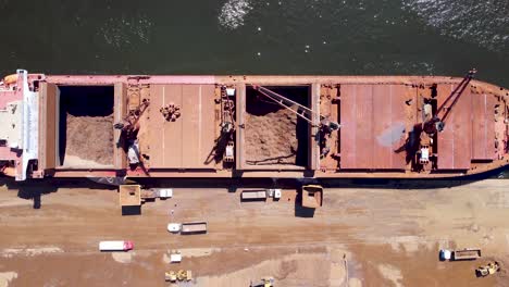 Aerial-view-of-Freight-Ship-at-harbor