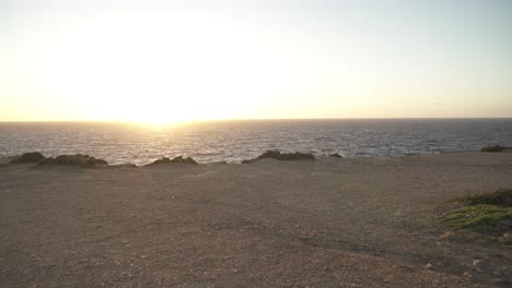 Walking-on-Plateu-Towards-Coastline-near-Mediterranean-Sea-in-Malta-on-Sunny-Evening