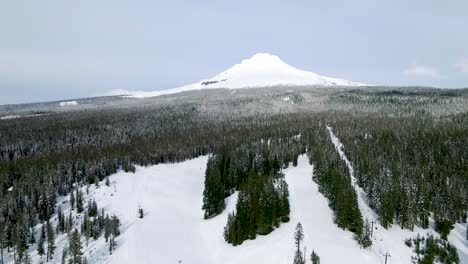 Aerial-above-the-ski-slopes-at-the-base-of-Mount-Hood-in-Oregon-state