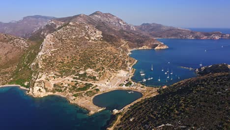 Aerial-View-Of-Ancient-Excavations-Of-Knidos-Ruined-City-At-South-West-Region-Of-Aegean-Turkey,-Datca,-Mugla-Province