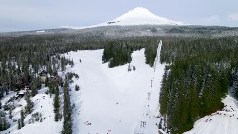 Aerial-above-ski-slopes-at-Mount-Hood's-ski-resort
