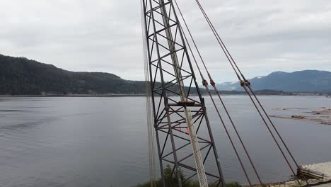 Logging-Crane-at-Port-Alberni-Inlet,-Vancouver-Island-Canada