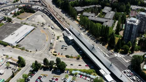 Aerial-View-Of-Lougheed-Town-Centre-Metro-Station-In-Burnaby,-British-Columbia,-Canada