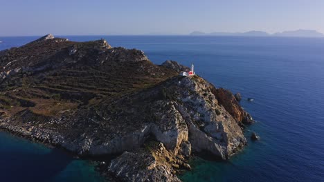 Aerial-Panoramic-View-Of-Cliff-With-Lighthouse-Knidos,-Turkey