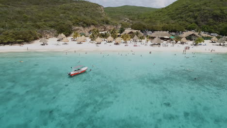 Middle-altitude-drone-shot-at-the-caribbean-beach-of-the-Kenepa-in-Curacao
