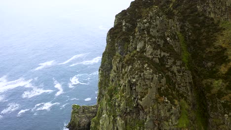 Rocky,-Rugged-Sea-Cliffs-on-Atlantic-Ocean-Coast-of-Horn-Head,-Ireland---Aerial