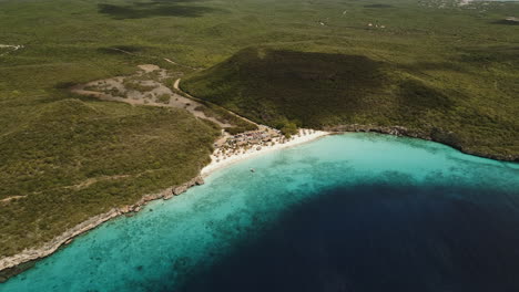 Drone-shot-at-the-caribbean-beach-of-the-Kenepa-in-Curacao-High-altitud-legal-shot