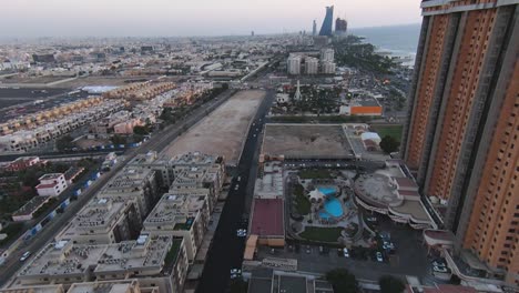 FPV-Tilt-Shot-Revealing-High-rise-Towers-and-Jeddah-Cityscape-,-Saudi-Arabia