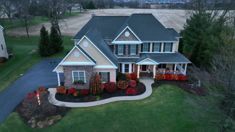 Large-mansion-estate-decorated-for-winter-Christmas-holidays