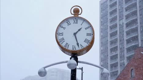 Street-clock-during-a-snowstorm
