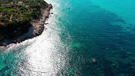 Drone-Fly-Over-Beautiful-Beach-In-Greece