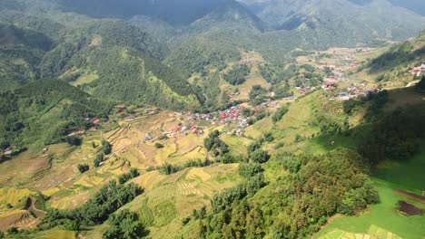 aerial-of-small-mountain-village-in-Sapa-Valley-Vietnam-on-sunny-summer-day