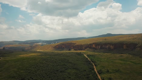Drone-view-of-Kenya's-Hell-gate-nature-park,-Sulmac-Village