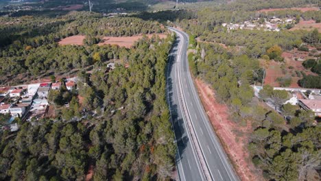 Aerial-landscape-of-highway-road-at-forest