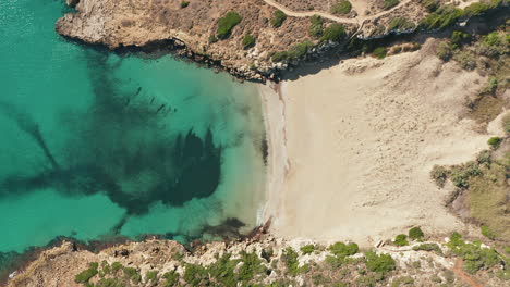 Top-View-Of-Small-Sandy-Beach-Calamosche-In-Noto,-Sicily,-Italy