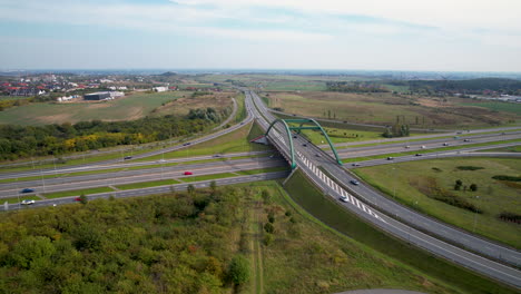 Flyover-Bridge-On-The-Highway-In-Straszyn,-Poland