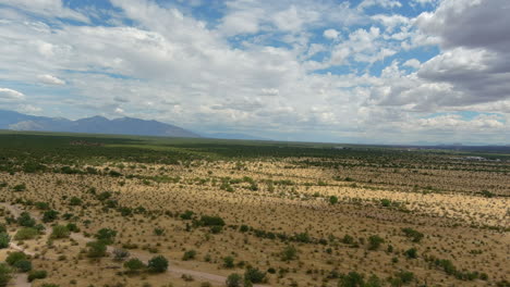 Amplia-Toma-Aérea-Del-Desolado-Desierto-Sonorense-En-Arizona,-Toma-De-Drones-En-Movimiento-Lento