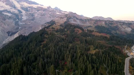 A-drone-shot-of-Mount-Rainier-National-Park-in-the-fall