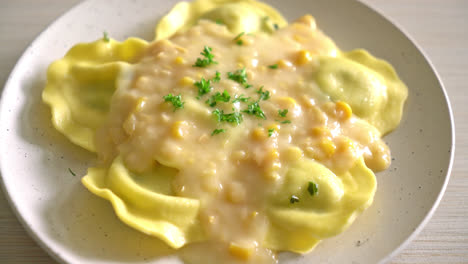 ravioli-pasta-with-corn-cheese-sauce