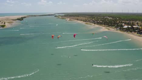 Kitesurfen-In-Ilha-Do-Juajiru,-Brasilien