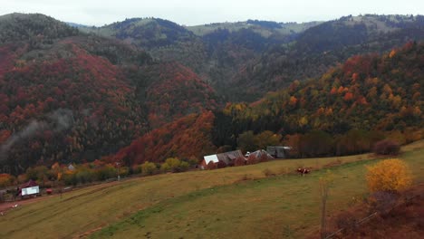 Luftbild-Nach-Hinten-Zeigt-Ein-Landhaus-In-Einer-Herbstlichen-Tallandschaft