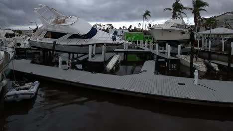Boats-capsized-and-wrecked-from-extreme-storm-and-hurricane,-America