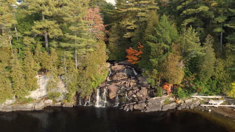 Closing-in-on-small-cascading-waterfall-at-High-Falls-in-Bracebridge-Ontario