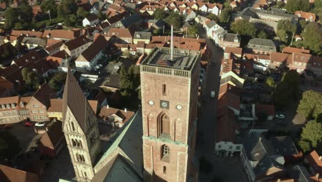 Ribe-Domkirke,-Ribe.-Drone-above-church-in-Denmark