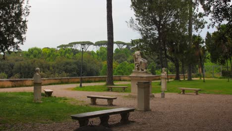 Leere-Gärten-Der-Villa-Borghese-In-Rom,-Italien