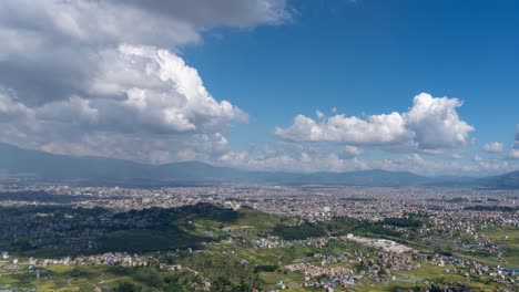 A-time-lapse-of-the-clouds-over-the-city-of-Kathmandu,-Nepal