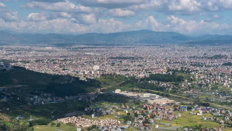 A-panning-time-lapse-of-the-clouds-over-the-city-of-Kathmandu,-Nepal