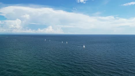 Drone-shot-of-boats-on-the-ocean