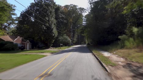 southwest,-Atlanta,-back-street,-trees,-long-road,-mid-day,-drive,-ride,-scenery,-cruise,-city,-traffic,-cars,-parking-lot-,neighborhood