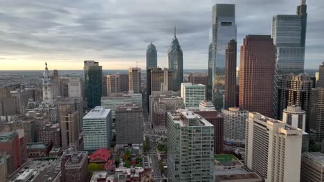 aerial-tiltdown-Philadelphia-Pennsylvania-skyline