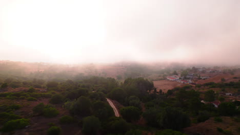 Aerial-view-of-a-foggy-and-mystical-day-on-the-coast-of-Portugal