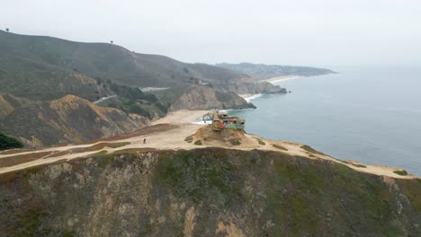 Aerial-view-of-abandons-bunker-at-Devil's-Slide-on-a-costal-cliff-along-Highway-1-in-Pacifica-California