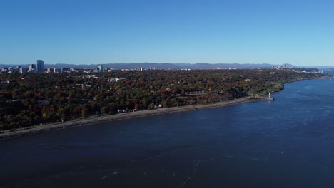 Aerial-shot-of-the-shore-of-Quebec