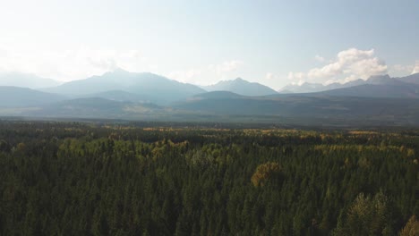 Erstaunlicher-Dolly-Schießt-Weit-Nach-Vorne-In-Richtung-Mount-Terry-Fox-In-Valemount-In-British-Columbia-In-Kanada-An-Einem-Sonnigen-Tag,-Umgeben-Von-Wald-Mit-Gelben-Und-Grünen-Bäumen-Und-Berggipfeln