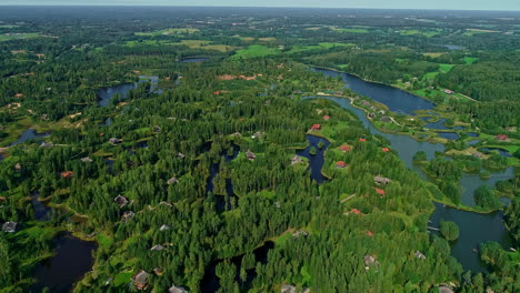 Aerial:-Lakes-and-green-islands-at-Amatciems-Village-Resort-in-Latvia