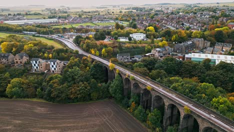 Drone-aerial-footage-of-the-Penistone-Railway-Viaduct-near-Barnsley,-South-Yorkshire