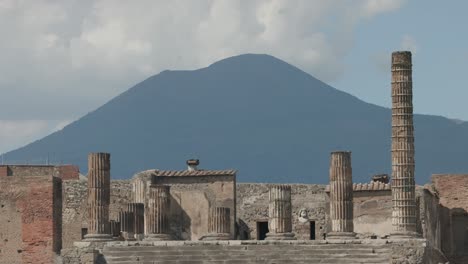 Historic-Foro-di-Pompeii-With-Mount-Vesuvius-In-Background