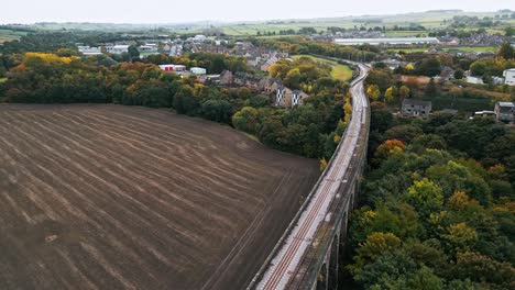 Drone-video-footage-of-the-Penistone-Railway-Viaduct-near-Barnsley,-South-Yorkshire