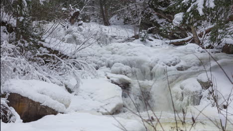 Motion-time-lapse-of-a-snow-and-ice-covered-river-in-winter