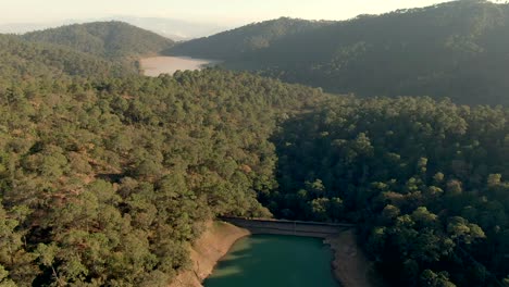 Aerial-View-Of-El-Calaque-Dam-And-Laguna-El-Calaque-Showing-Low-Water-Levels-During-Dry-Season