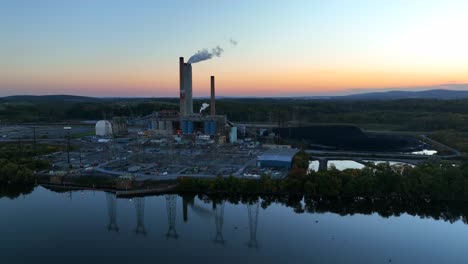 Power-plant-factory-at-sunset