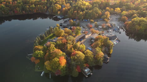 Fishing-village-with-autumn-forest-and-lake