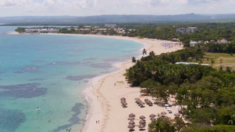 Bird's-eye-view-towards-gorgeous-beach-in-Dominican-Republic