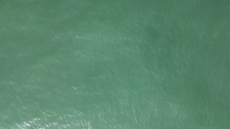 Aerial-birdseye-shot-of-a-turquoise-sea-with-calm-waves-reflecting-the-sun-rays